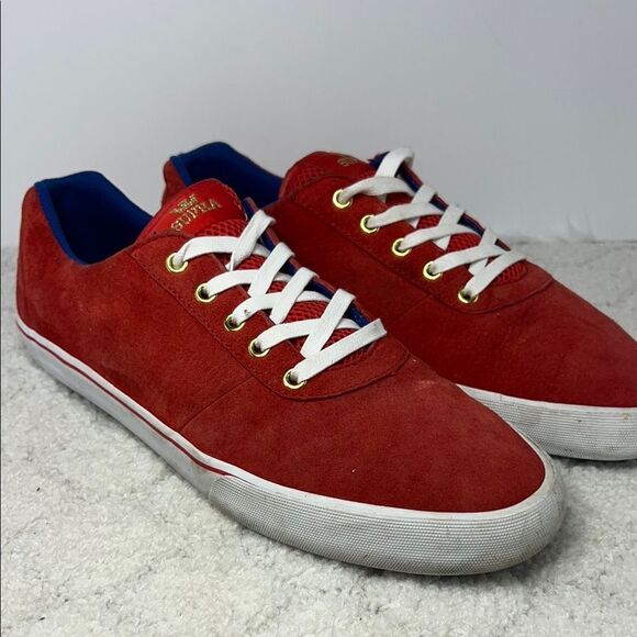 Supra Red Sneakers with White Laces and Gold Eyelets - Picture 1 of 12
